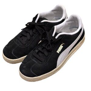 Puma Kids Black White Suede Sneakers with Cream Sole